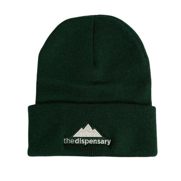 The Dispensary Hat Mens One Size Green Skull Cap Embroidered Cuffed Beanie NEW - Picture 1 of 7